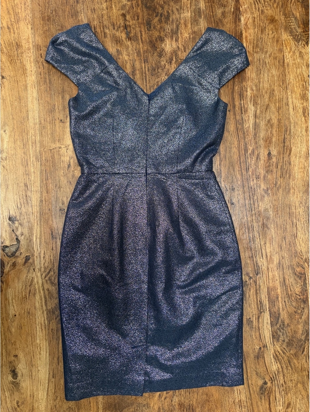 Calvin Klein Blue Gold Metallic Sparkle Cocktail Dress Size 4 - Picture 2 of 5